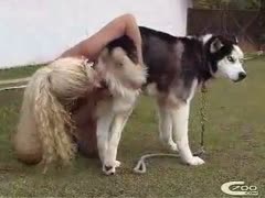 A home video of a respectable-looking woman having fun with her dog